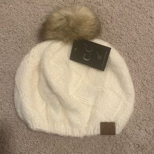 C.C. White beanie